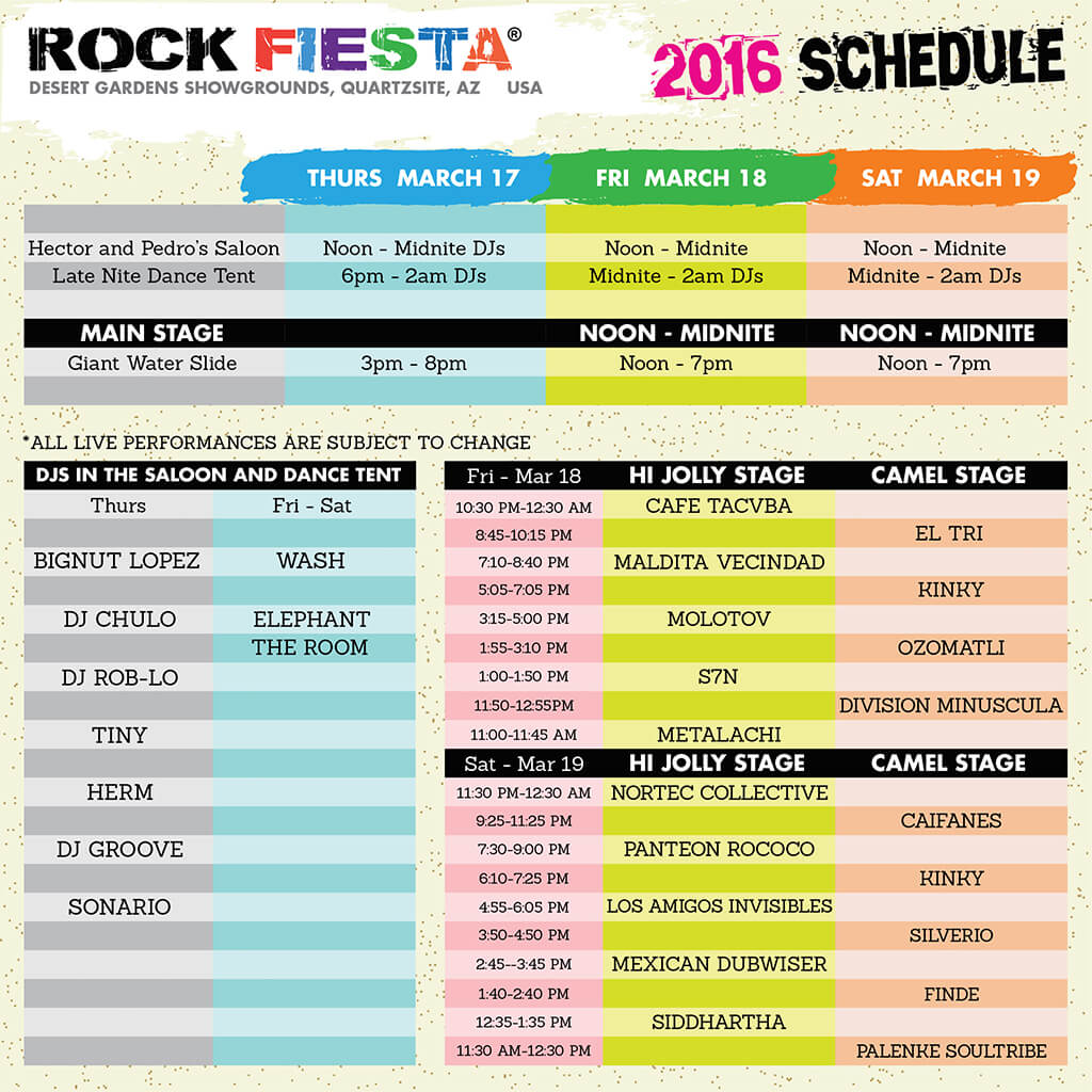 festival schedule